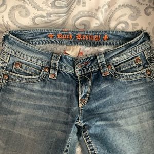 Rock Revival Jeans! These were my favorite, comfortable jeans. Low waisted.